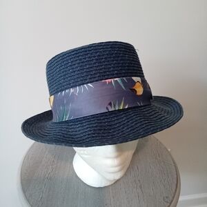 Fan R Fancet Navy Blue Straw Fedora Men's Hat